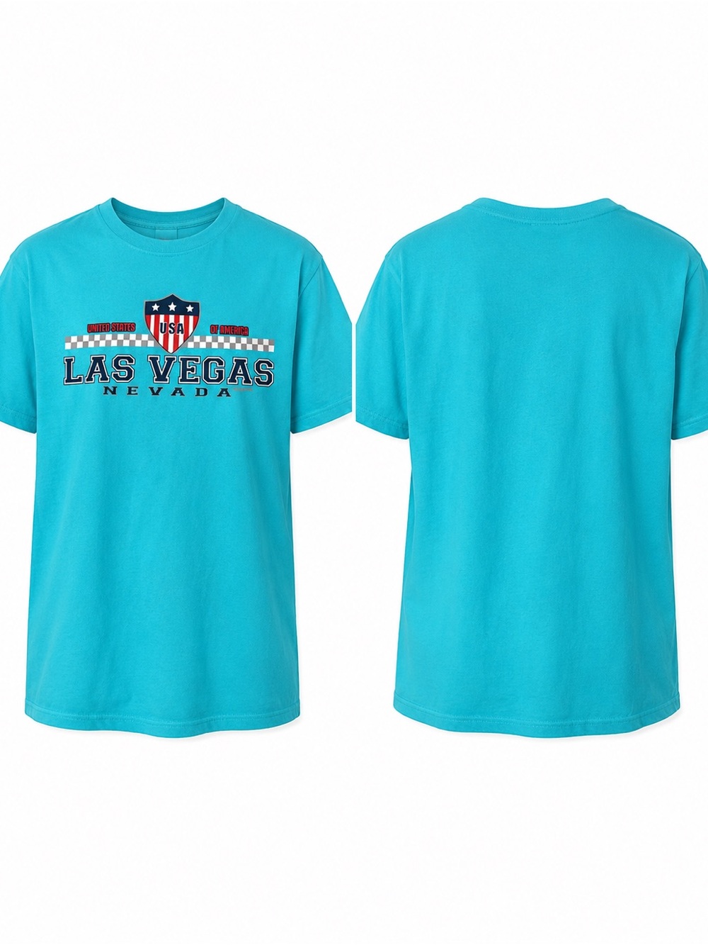 2 Las Vegas Graphic T-Shirts Men’s Large Turquoise Green New